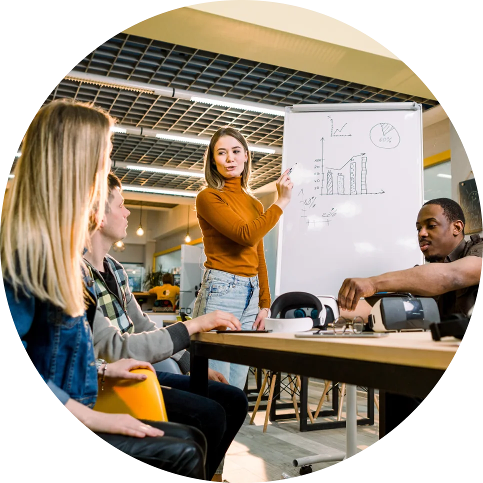 A team of social leaders in a working session